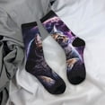 thumbnail image 5 of KLL Purple Moon Cat Print Cool Socks Men's Women's Crew Socks Funny Crazy Novelty Stockings, 5 of 6