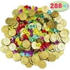 Joyin 288 Piece Pirate Gold Coins and Gems Jewelry Playset Pack Party Favor (144 Coins+144 Gems)