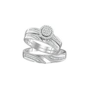 sterling silver natural diamond his hers matching trio wedding engagement ring set 14 ctw - Silver Wedding Rings sterling silver natural diamond his hers matching trio wedding engagement ring set 14 ctw - Silver Wedding Rings