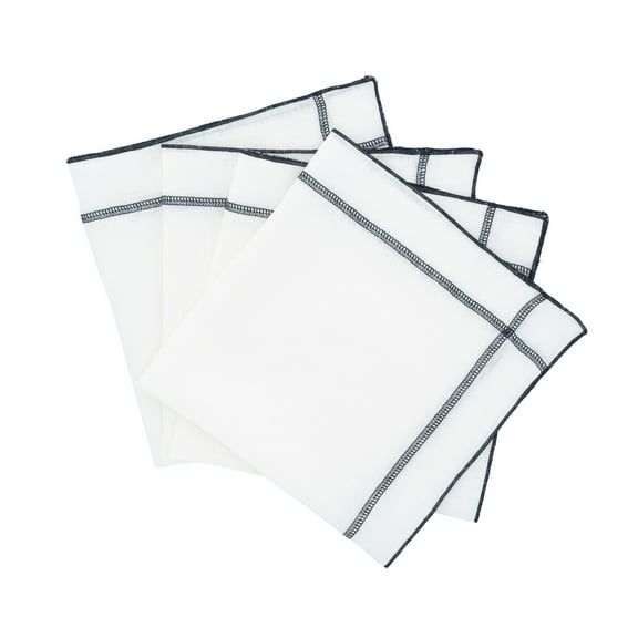 Linen Napkins With Black Double Stitch, Set of 4