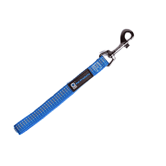 Blue-9 Reflective Dog Training Leash, 9 Inch Tab Lead with 3M Reflective Stitching for Obedience, Recall, and Agility Training, Made in The USA, Blue