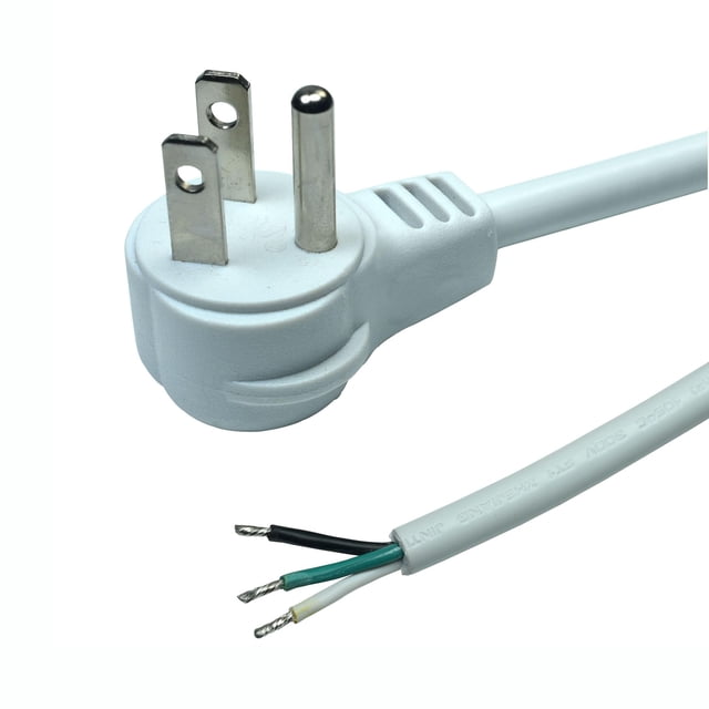Cable de alimentación de repuesto de enchufe plano de calibre 14 de 10 pies con extremo abierto de coleta, cable de extensión de 3 clavijas, 15A/125V, SJTW, para exteriores para