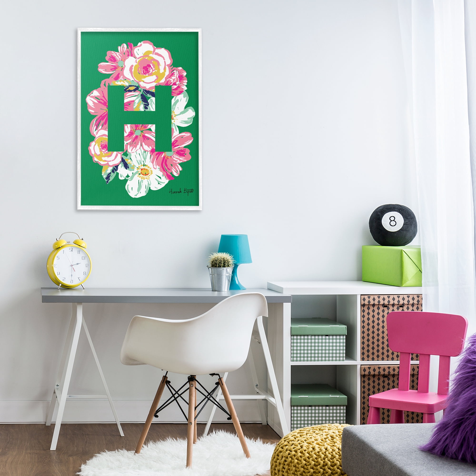 Stupell Industries Floral Bloom Letter H Botanical & Floral Painting White Framed Art Print Wall Art, 20 x 30