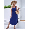 thumbnail image 4 of Women'S Summer Casual Sleeveless U Neck Dress Beach Cover Up Long Maxi Dresses with Pocket Blue S, 4 of 10
