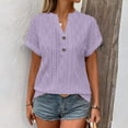 thumbnail image 5 of LWavelet Women's Ribbed Knit T-Shirt Short Sleeve Tops V-Neck Casual Slim Fit Lightweight Basic Tee Purple XL, 5 of 5