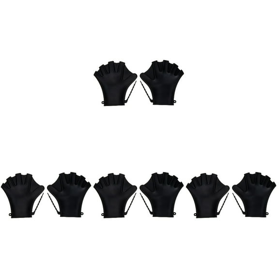 GOOHOCHY  4 Pairs Silicone Webbing Dive Gloves Swimming Pool Work Black