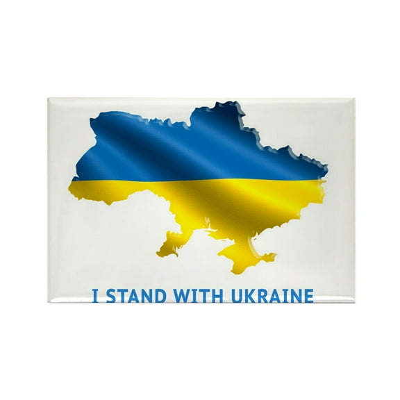 CafePress - I Stand With Ukraine Flag Ukrainian Pride Magnets - Rectangle Magnet, 2"x3" Refrigerator Magnet