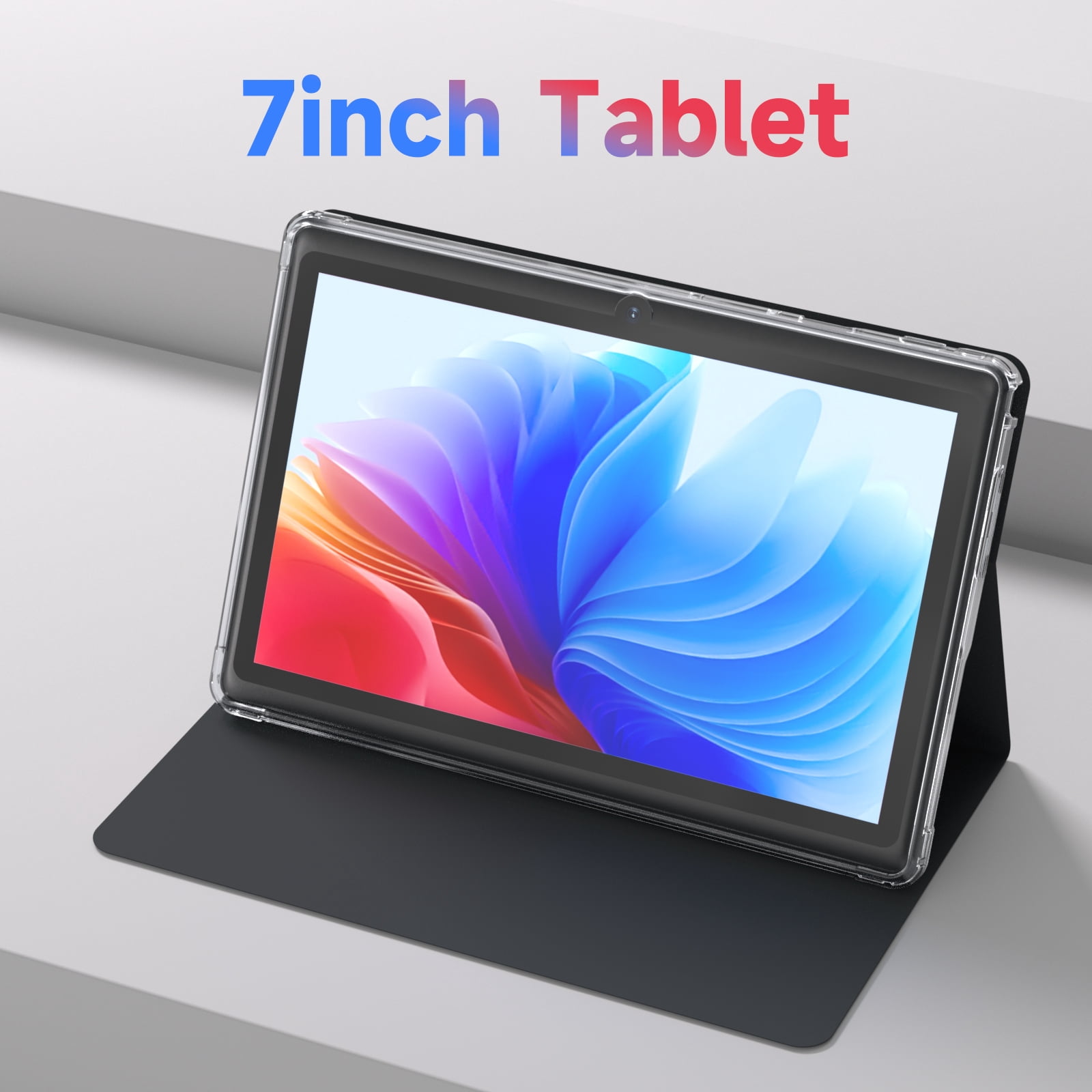Android 14 Tablet 7 inch Tablets with Case, 8GB RAM 32GB ROM 1TB Expand, Quad-Core Processor Tablet PC, 1024 x 600 IPS Screen, Dual Camera, 3000mAh Battery, Bluetooth, WiFi, GMS, Widevine L1, Black