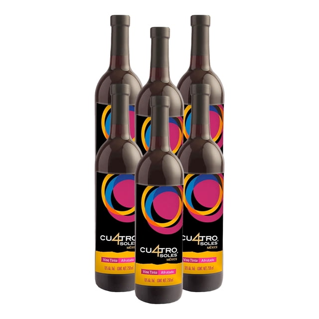 Pack De 6 Vino Tinto Cuatro Soles Afrutado 750Ml