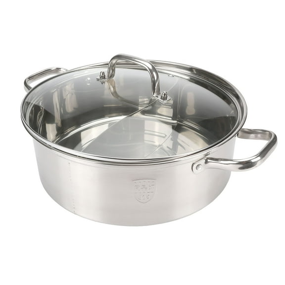 BambooMN Shabu Shabu Hot Pot Dutch Oven - 12.5" Stainless Steel - 3 Units