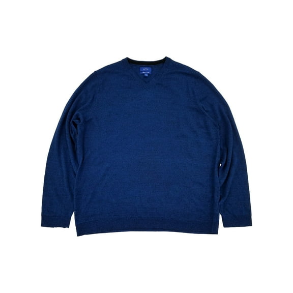 Mens Bright Blue Soft Merino Long Sleeve V-Neck Sweater XXL