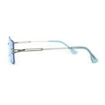 thumbnail image 4 of Luxe 90s Full Rimless Bevelled Oceanic Lens Square Sunglasses Silver Blue, 4 of 4