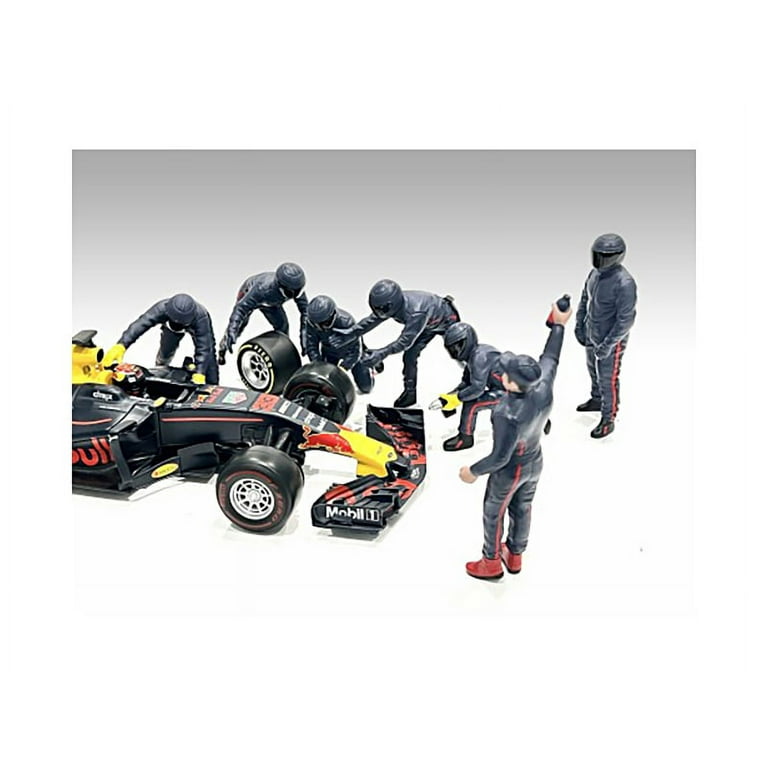 Diecast Formula One F1 Pit Crew 7 Figure Set Team Blue Release III for 1/43  Scale Models by American Diorama 