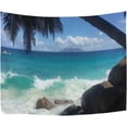thumbnail image 2 of Beach Summer Seascape Tapestry Wall Hanging Tapestries Happy Colorful Hippie Psychedelic Art Polyester Carpet Wall Decorative for Living Room Bedroom 90x60inch, 2 of 7