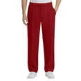thumbnail image 2 of sdhkgrrt Men Plus Size Elastic Waist Dress Pants with Pockets Solid Office Business Work Casual Straight Leg Pants Regular Fit Breathable Long Palazzo Trousers, Red L, 2 of 7