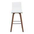 thumbnail image 3 of Vienna Modern Swivel Bar Height Stool with Snow White Faux Leather Seat and Walnut Finished Wood Frame, 3 of 5