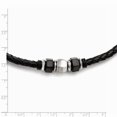 thumbnail image 2 of Stainless Steel Brushed Leather Black Ip-plated and Rubber Necklace - 19.25 Inch - Measures 11mm Wide, 2 of 2
