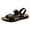 Black, variant on Leozcaa Men's Beach Leather Sandals 2025 Slide Footwear Round Flip Flops Slip On Slippers Beach Flat Sandals