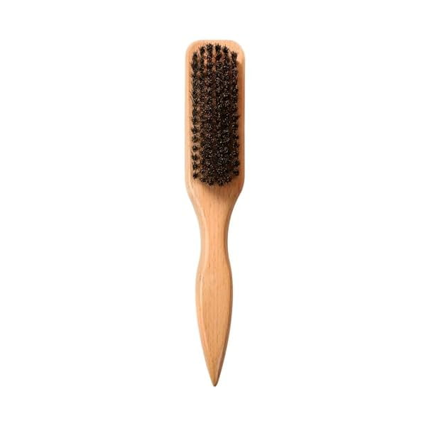 wonima11 Slick Back Hair Brush for Smoothing Ponytail, Soft Boar Bristle Styling Edge Control Brush for Sleek Hair, Wooden Rat Tail Pointed Handle Wax Stick for Hair, Teasing Hair Brush for Men Women