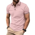 thumbnail image 2 of Evdexr Polo Shirts for Men Short Sleeve Slim Fit Tshirts Performance Wicking Work Golf Shirt Pink 3XL, 2 of 10