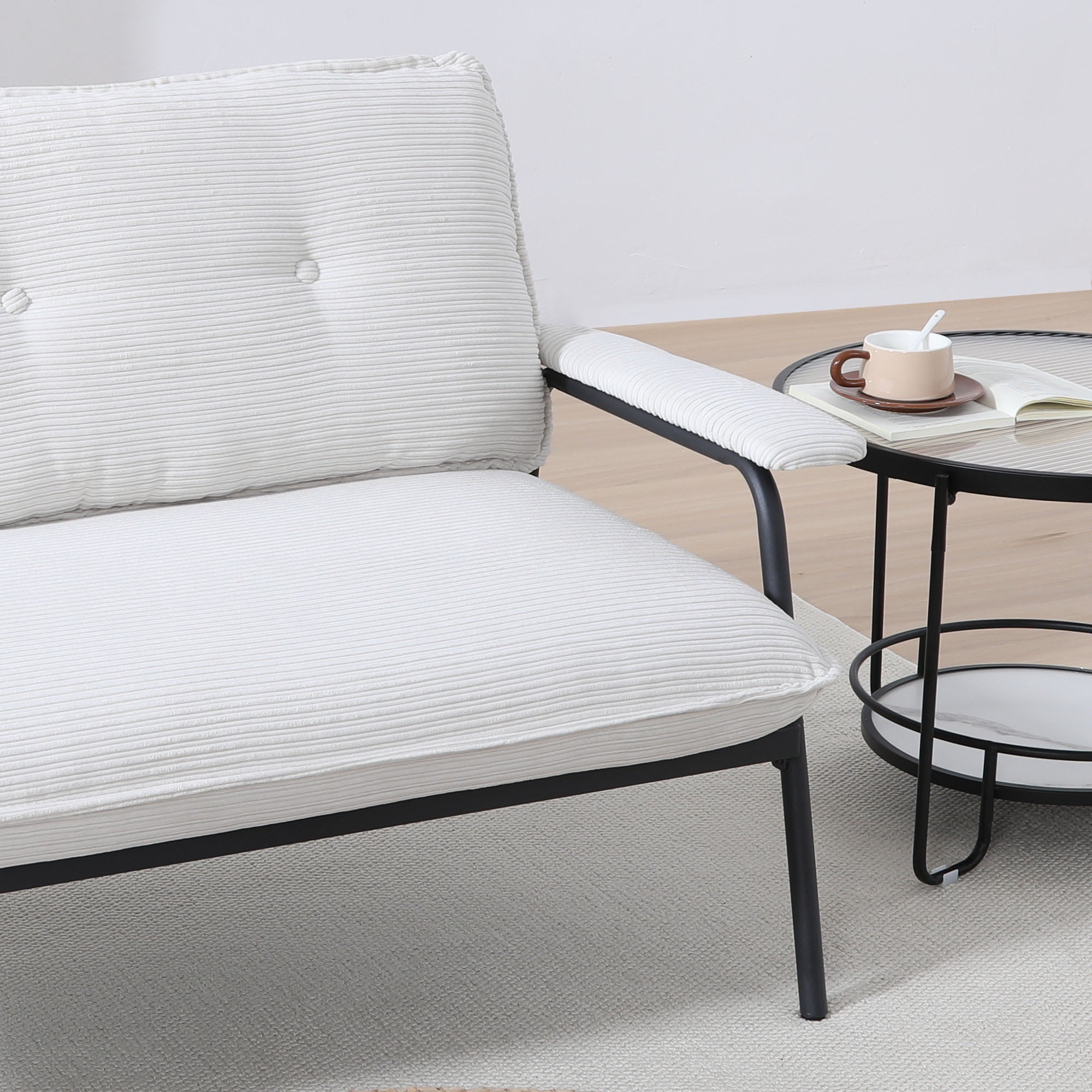 Gewnee 53'' Corduroy Loveseat Couch,Modern Soft Cushion Fabric Sofa with Metal Frame,2-Seater for Small Apartment.Beige