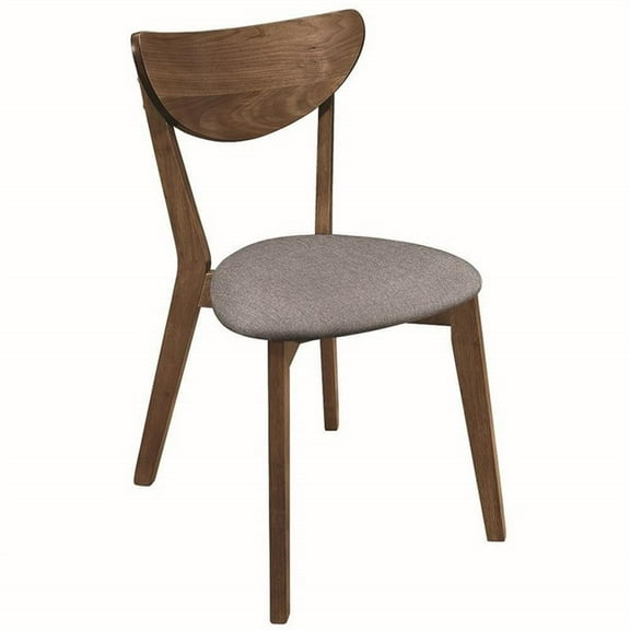 Pemberly Row Dining Side Chair in Natural Walnut and Gray (Set of 2)