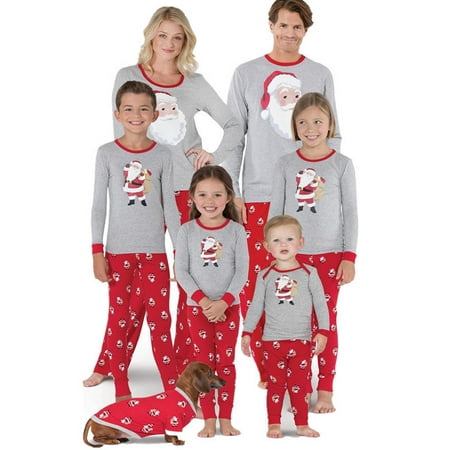 

IZhansean Matching Family Pajamas Sets Christmas PJ s with Santa Claus Tee and Festival Style Pants Loungewear