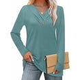 thumbnail image 3 of Women Long Sleeve Tunic Shirts Fall Outfits V Neck T Shirts Button Down Tunic Tops Fashion Clothing Business Tops Casual Loose Work Clothes Sweatshirt, 3 of 4