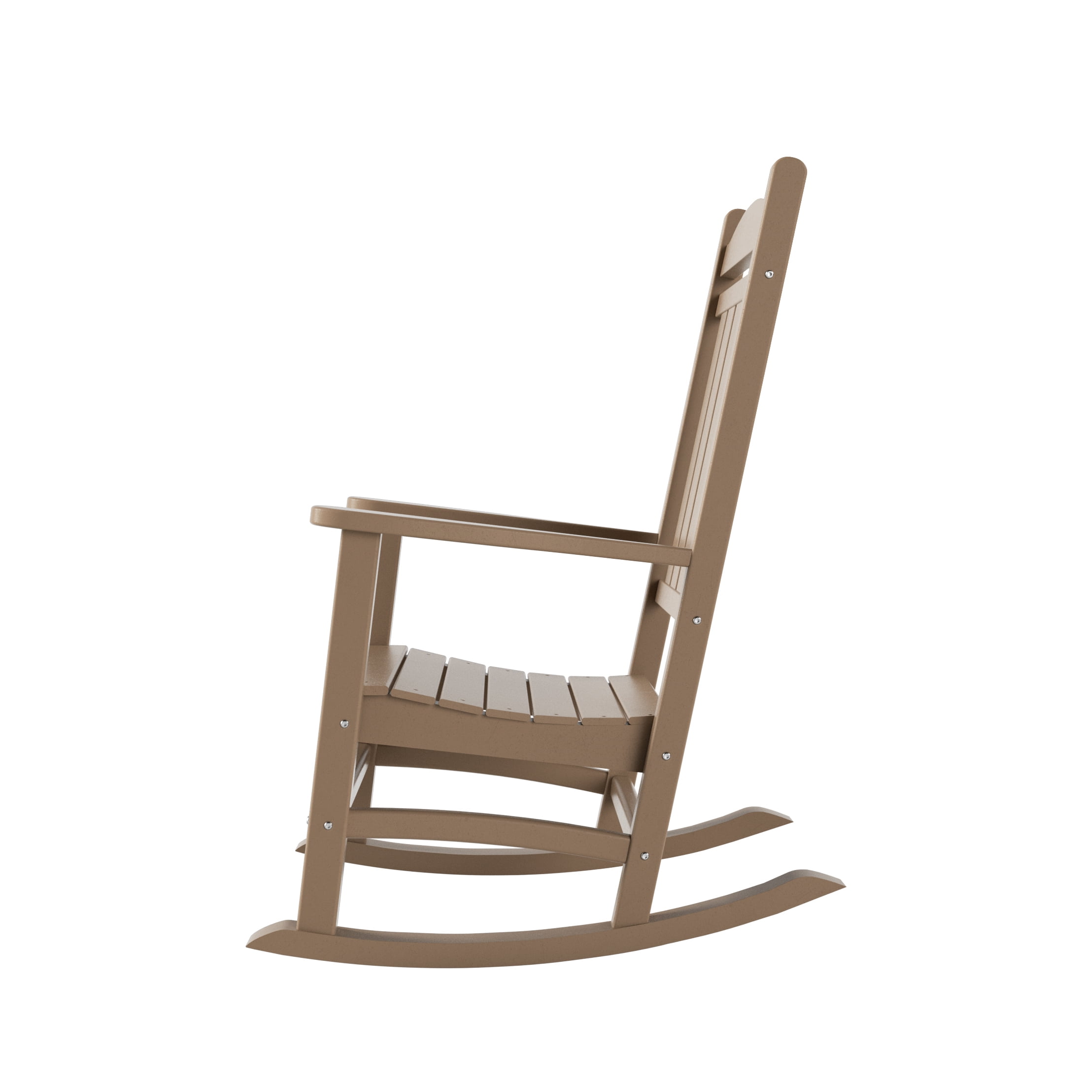 GARDEN 2-Piece Set Classic Plastic Porch Rocking Chair with Round Side Table Included, Weathered Wood