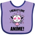 thumbnail image 3 of Inktastic I Really Love Anime with Cute Anime Cat and Hearts Boys or Girls Baby Bib, 3 of 4