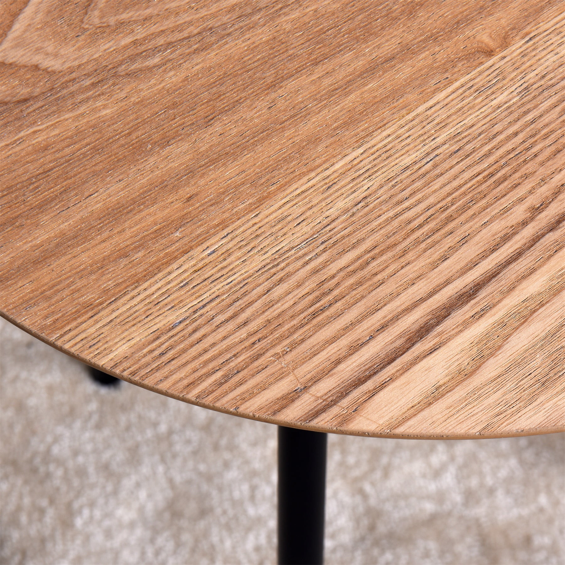 Solid Wood End Table, Wooden Side Table with Metal Legs for Living Room
