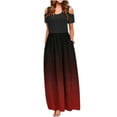 thumbnail image 1 of Vestido de cuello redondo con estampado de hombros descubiertos y manga corta informal de verano para mujer OAVQHLG3B Store  lin121212, 1 of 4