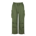 thumbnail image 5 of Green Juniors Pants Fashion Streetwear Wide Leg High Waist Straight Vintage Baggy Trousers Overalls With Pockets Pants for Women 2023 Size L, 5 of 5