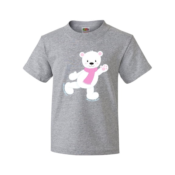 Inktastic Polar Bear, White Bear, Ice Skating Bear, Scarf Youth T-Shirt
