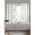thumbnail image 5 of Sheer Curtains 63 Inch Length 2 Panels Set for Bedroom, Boho Sage Green Geometric Semi Sheer Curtains for Windows, Vintage Southwestern Stripes Voile Window Treatments Rod Pocket Curtain, 5 of 7