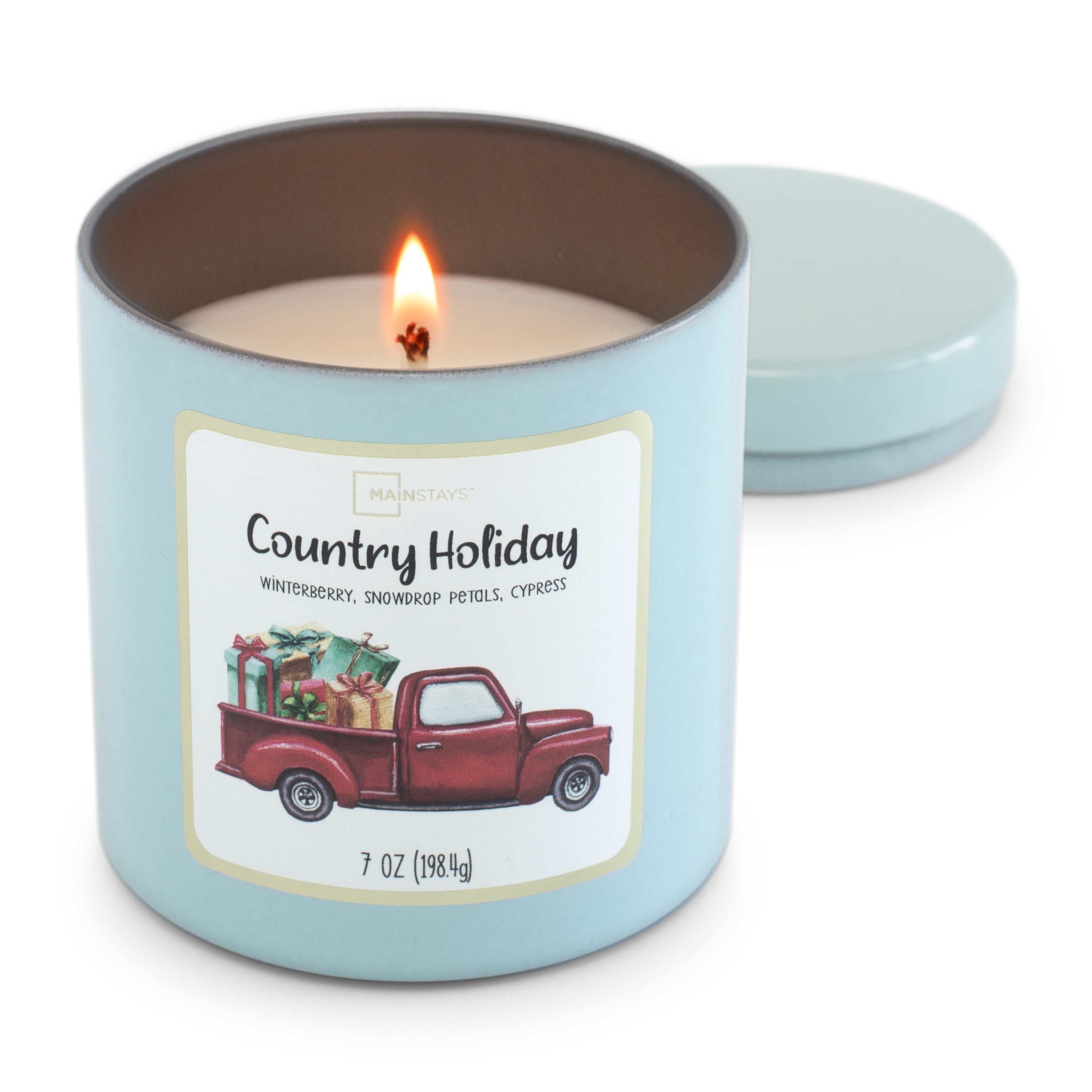 Mainstays Country Holiday Scented Single Wick Tin Candle, 7 oz