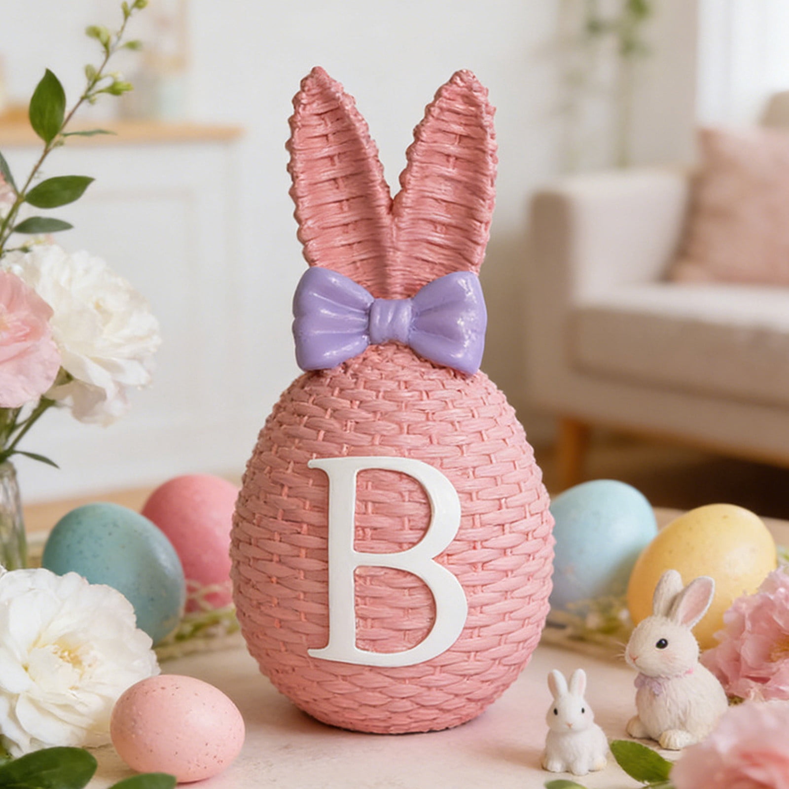 Easter Bunny Woven Storage Basket, Multifunctional Fruit and Snack Organizer, Home Decoration in Beige Coffee, Compact Size 21x12x11cm, Natural and Stylish