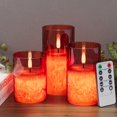 thumbnail image 1 of Velas sin llama VIODAIM Ice Crystal, cristal de cera auténtica, rojo, paquete de 3, 1 of 7
