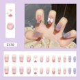 thumbnail image 1 of 24 unids/caja de uñas postizas cortas reutilizables con diseños Set francés Artificial rosa kawaii falso Tipsy Stick-on Nails Tips Art Dengxun unisex, 1 of 2