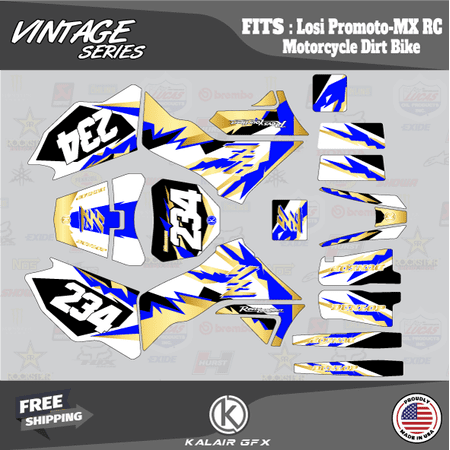 Kalair GFX Graphics Kit for Losi PROMOTO-MX RC MOTORCYCLE DIRT BIKE (All Years) Vintage Series