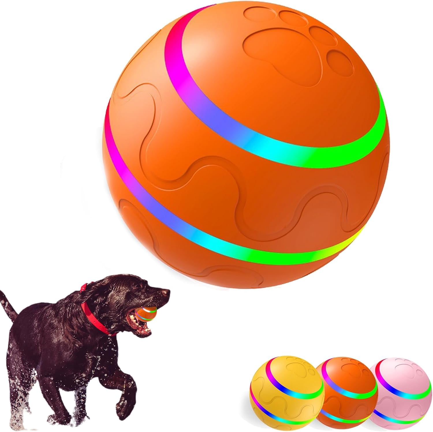 Shaky Ball Toy for Dogs, Shaky Dog Ball, Shaking Dog Ball, Interactive Dog Ball, Motion-Activated Rolling Dog Toy with LED Lights, USB Rechargeable, For All Types of Dogs (Orange + Remote Control)