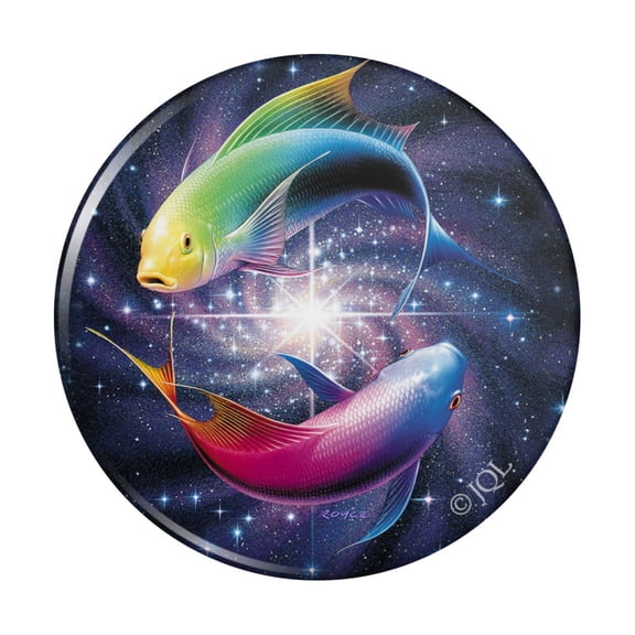 Pisces Zodiac Symbol Fish in Space Yin Yang Kitchen Refrigerator Locker Button Magnet