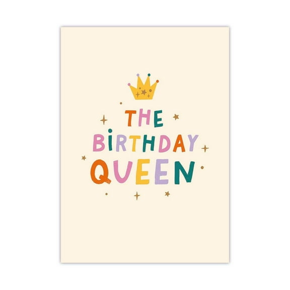 Birthday Queen Card – Celebrate Her Special Day – Fun Design with Crown & Colorful Text – Perfect for Friends, Sisters, Moms, or Daughters