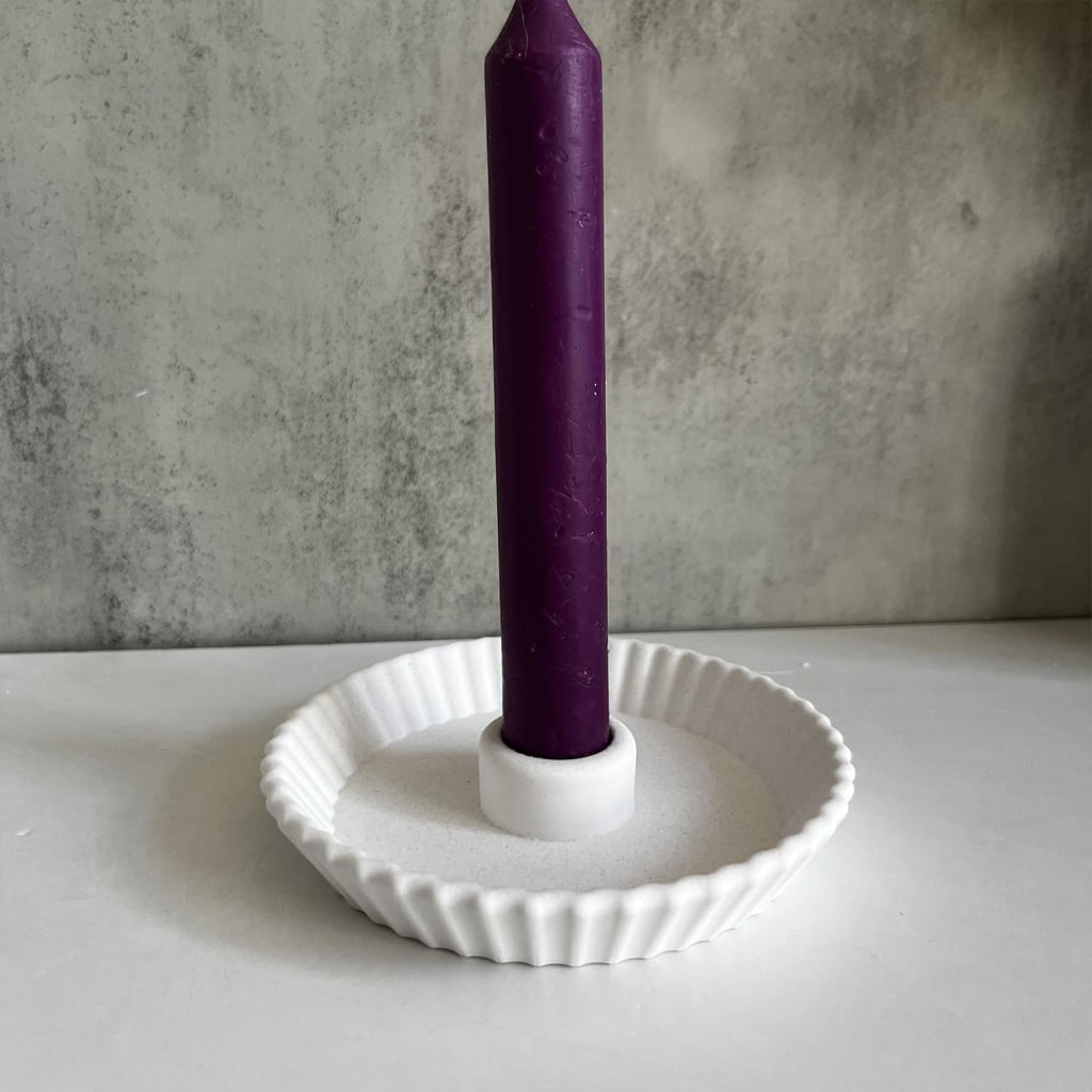 Aurgiarme Candlestick Mold Silicone Candle Holder Mould Striped Plate Shaped Candle Stand Moulds Gypsum Home Ornaments Mould