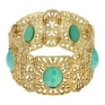 thumbnail image 3 of 1928 Jewelry Intricate Filigree Oval Turquoise High Dome Faceted Stone Stretch Bracelet, 3 of 4