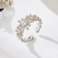 thumbnail image 5 of Dainty Flower Ring for Women Sparkling Cubic Zirconia Daisy Open Statement Rings Pearl Chic Engagement Promise Ring Wrap Finger Band, 5 of 10
