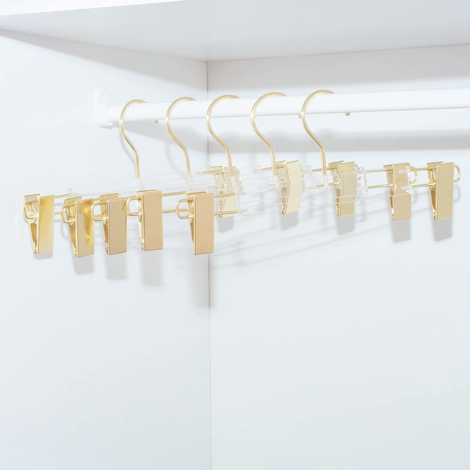 HomeCube USA Clear Acrylic Clothes Hanger with Gold Hooks & Clips – Heavy Duty Organizer for Skirts, Pants & More – Elegant Lucite Design for Closet, Home, Boutique & Retail Display