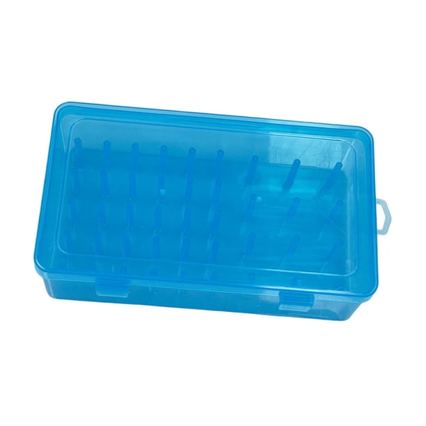 Caja de almacenamiento para carretes de hilo de bordar, contenedor, bandeja para 42 carretes, transparente, con Azul