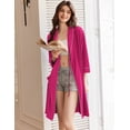 thumbnail image 3 of Ekouaer Women Robes Shawl Collar Bathrobe Short Kimono Robe Soft Knit Bathrobes Ladies Sleepwear with Pockets, 3 of 6