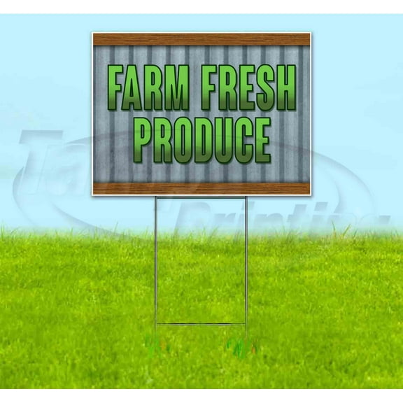 Farm Fresh Produce (18" x 24") Yard Sign, Includes Metal Step Stake